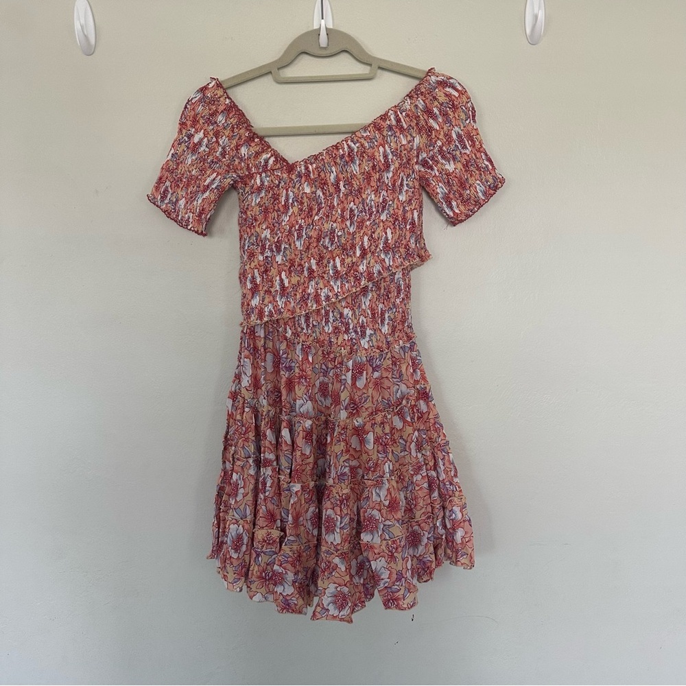 Poupette St Barth 'Soledad' Smocked Floral Mini‎ Dress Size Small - Picture 2 of 8